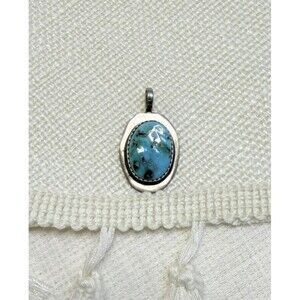 Navajo Turquoise Pendant Signed A. Henry Sterling Silver 1.25” Native American